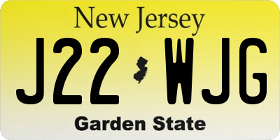 NJ license plate J22WJG