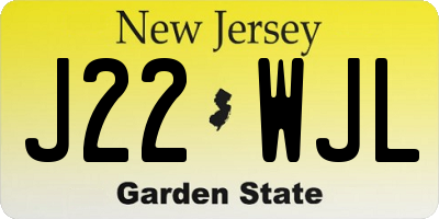 NJ license plate J22WJL