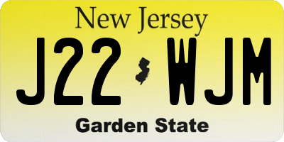 NJ license plate J22WJM