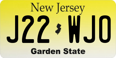 NJ license plate J22WJO