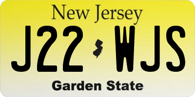 NJ license plate J22WJS