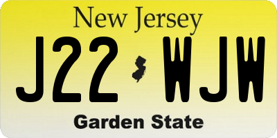 NJ license plate J22WJW