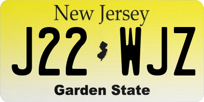 NJ license plate J22WJZ