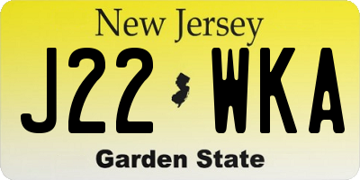 NJ license plate J22WKA