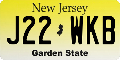 NJ license plate J22WKB