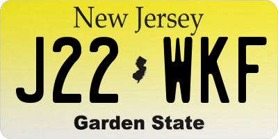 NJ license plate J22WKF