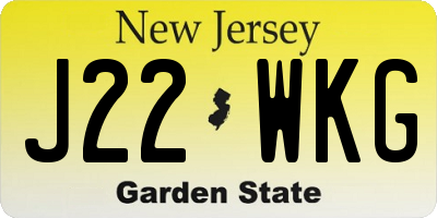 NJ license plate J22WKG