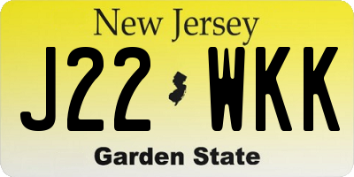 NJ license plate J22WKK