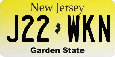 NJ license plate J22WKN