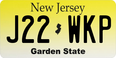 NJ license plate J22WKP