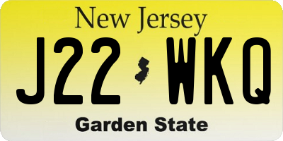 NJ license plate J22WKQ