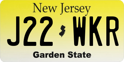 NJ license plate J22WKR