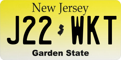 NJ license plate J22WKT