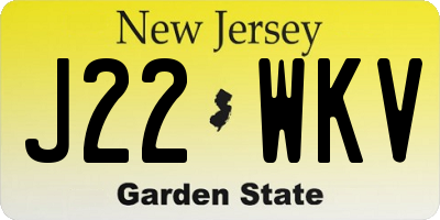 NJ license plate J22WKV