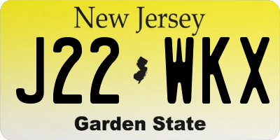 NJ license plate J22WKX