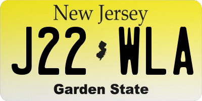 NJ license plate J22WLA
