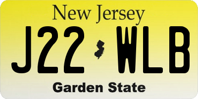 NJ license plate J22WLB