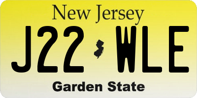 NJ license plate J22WLE