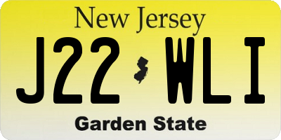 NJ license plate J22WLI