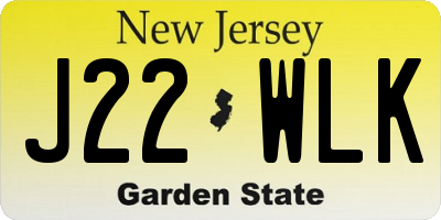 NJ license plate J22WLK