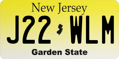 NJ license plate J22WLM