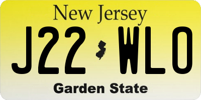 NJ license plate J22WLO