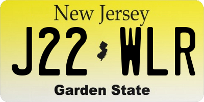 NJ license plate J22WLR