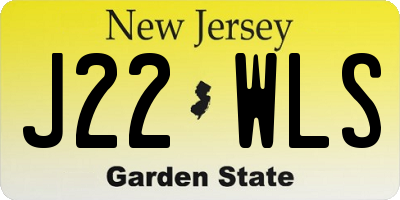NJ license plate J22WLS
