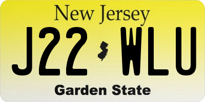 NJ license plate J22WLU