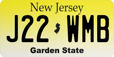 NJ license plate J22WMB