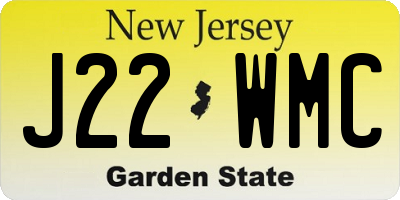 NJ license plate J22WMC