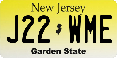 NJ license plate J22WME