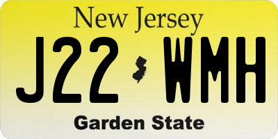 NJ license plate J22WMH
