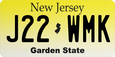NJ license plate J22WMK
