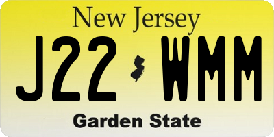 NJ license plate J22WMM