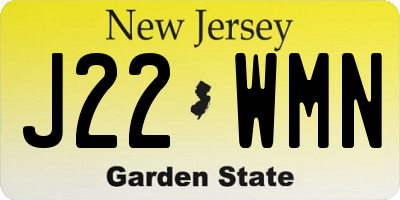 NJ license plate J22WMN