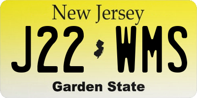 NJ license plate J22WMS