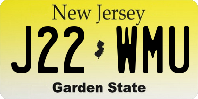 NJ license plate J22WMU