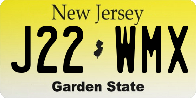 NJ license plate J22WMX