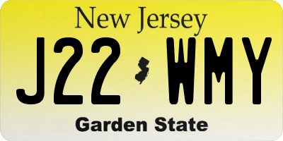 NJ license plate J22WMY