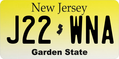 NJ license plate J22WNA