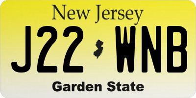 NJ license plate J22WNB