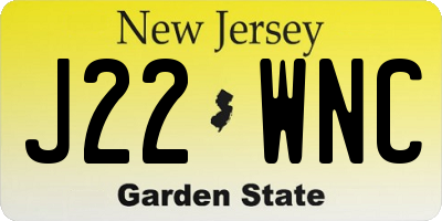 NJ license plate J22WNC