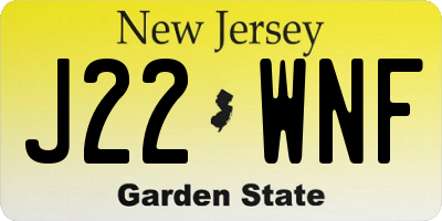 NJ license plate J22WNF