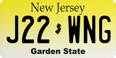NJ license plate J22WNG
