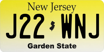 NJ license plate J22WNJ