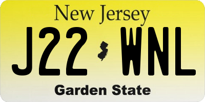 NJ license plate J22WNL
