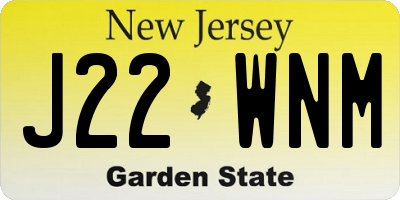 NJ license plate J22WNM