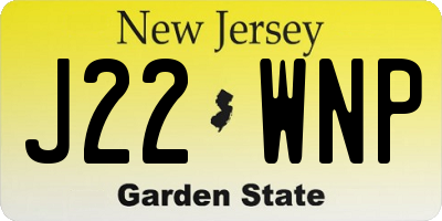 NJ license plate J22WNP