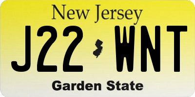 NJ license plate J22WNT